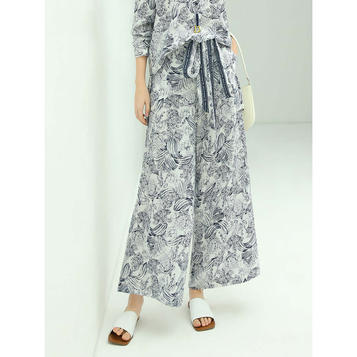 Breezy Floral Wide-Leg Tie-Waist Pants