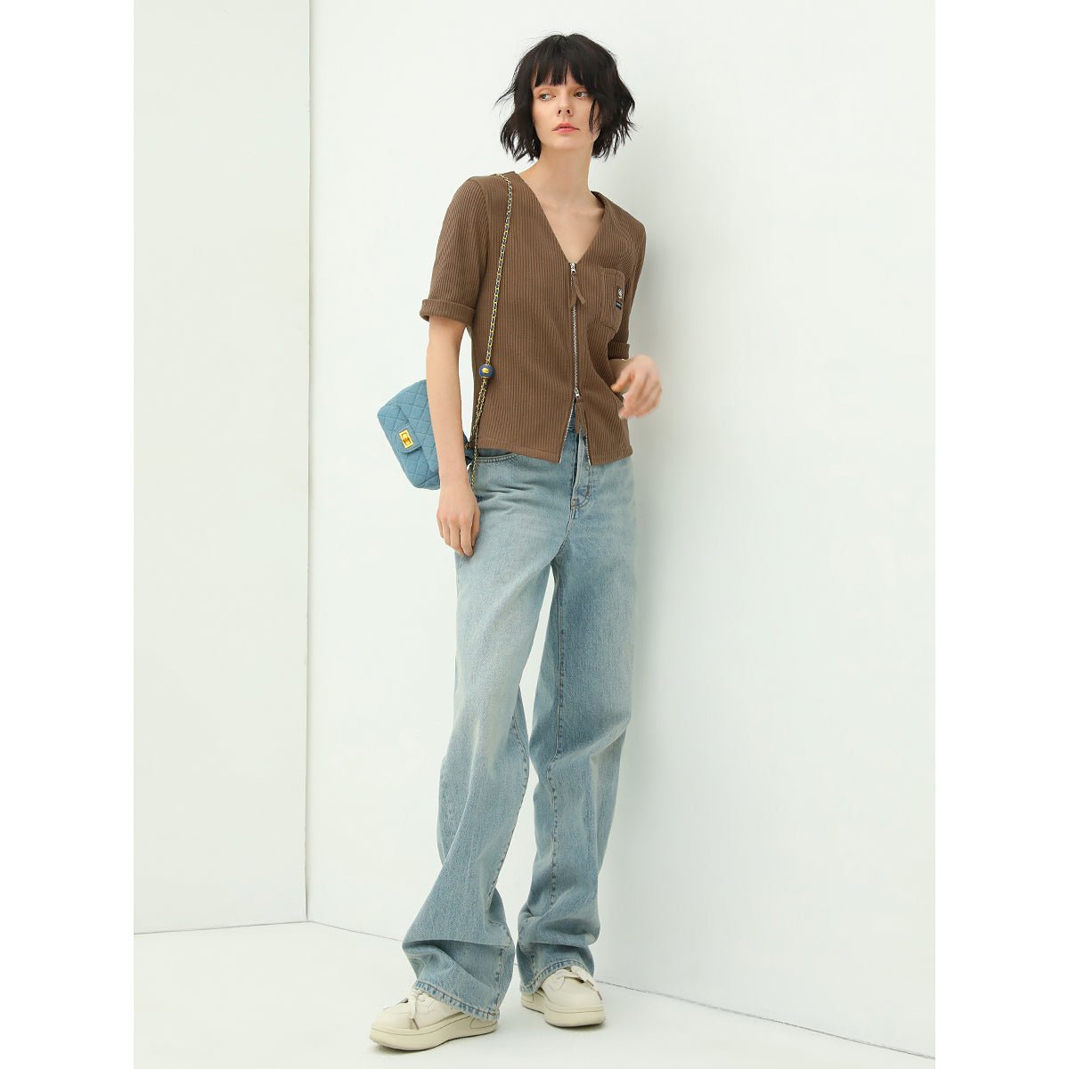 Bleached Low-Rise Straight-Leg Jeans