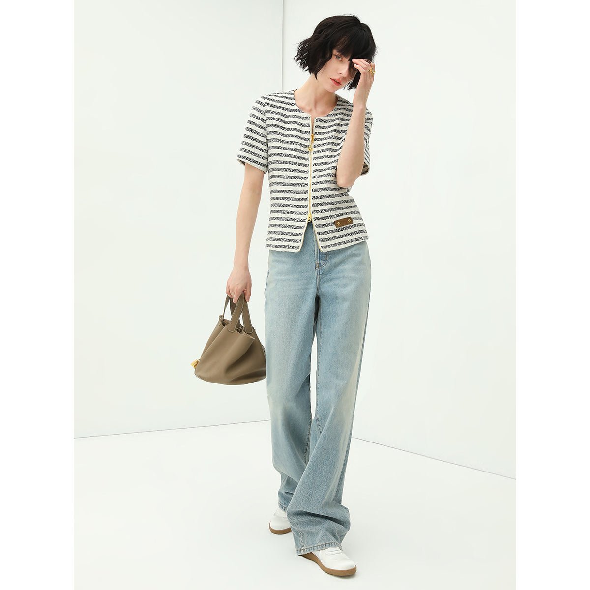 Bleached Low-Rise Straight-Leg Jeans