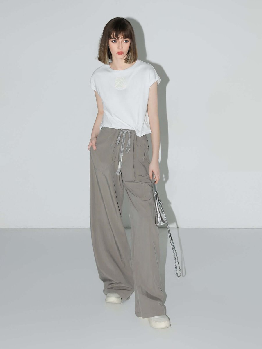 Drawstring Straight-Leg Lounge Pants